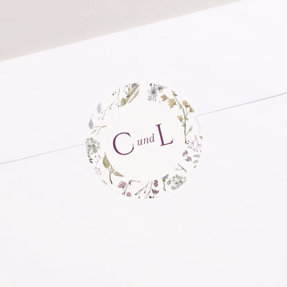 Sticker Hochzeit Rund Pastellblumen foto N° 2