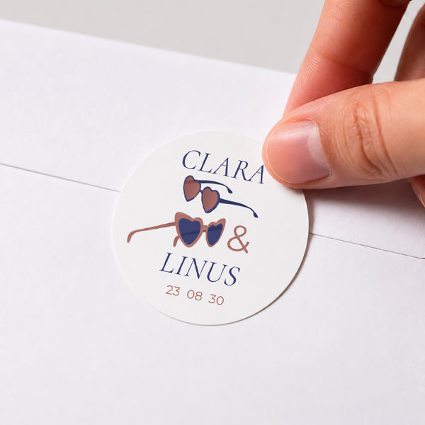 Sticker Hochzeit Rund Liebe Sonnenbrillen foto