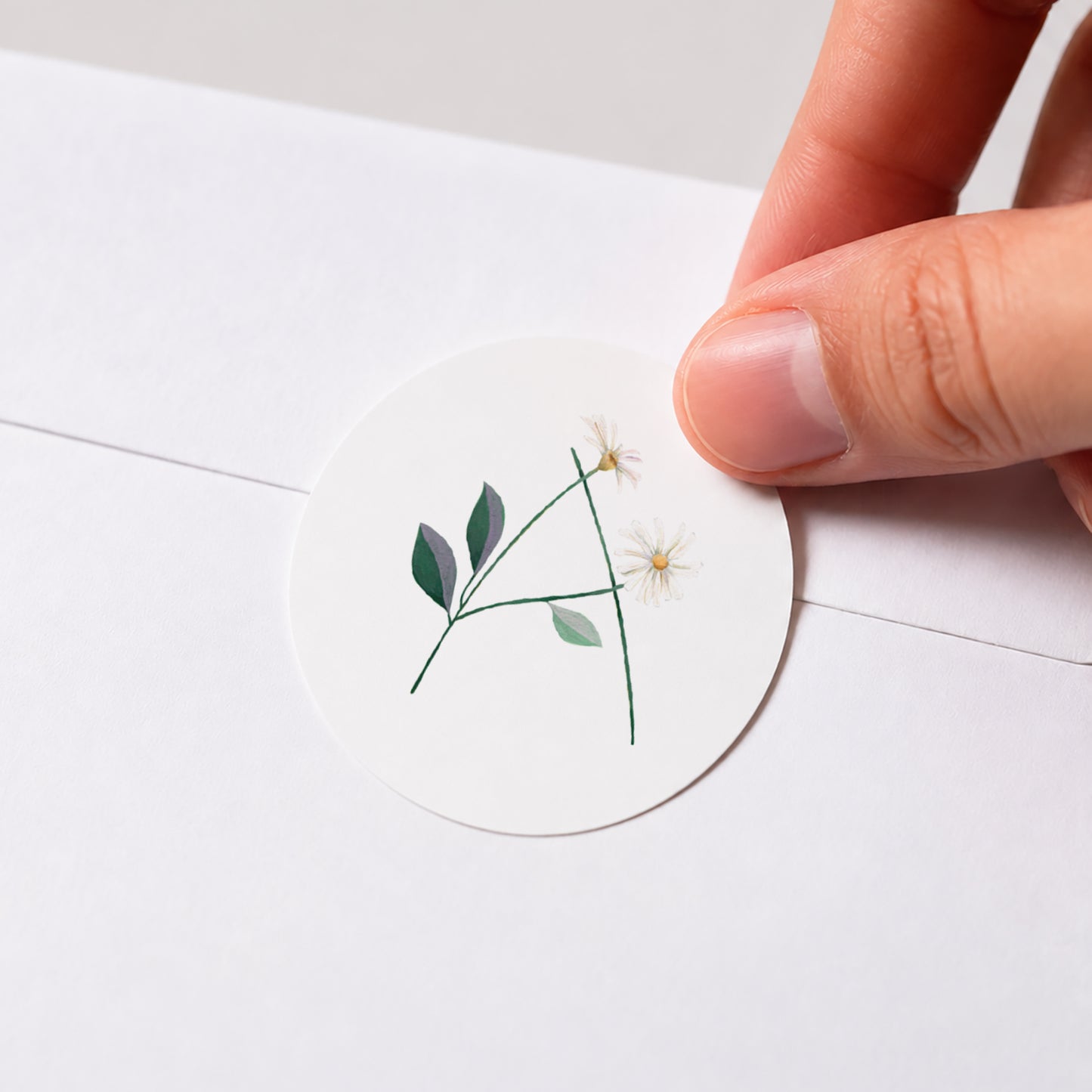 Sticker Geburt Rund Alphabet Blumen foto N° 1