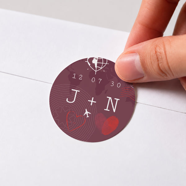 Sticker Hochzeit Rund Liebespass. foto