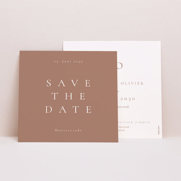 Save the date Karte Hochzeit Quadrat Mocha-Mousse foto