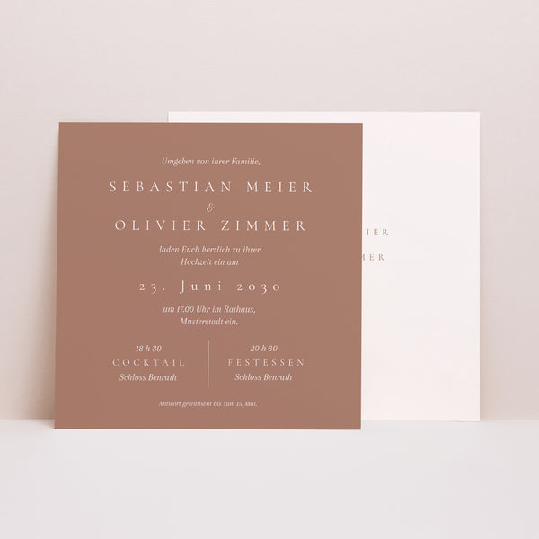 Hochzeitseinladung Einfaches Quadrat Mocha-Mousse foto