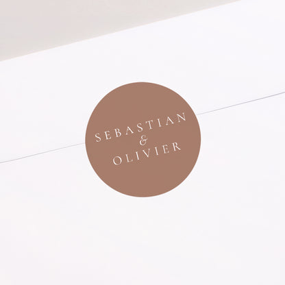 Sticker Hochzeit Rund Mocha-Mousse foto N° 2