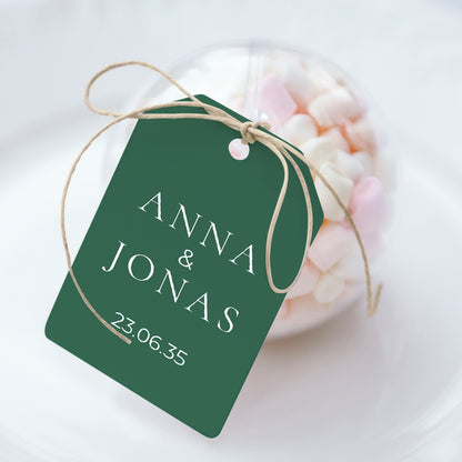 Geschenkbox Hochzeit Ball mit Wimpel-Etikett Willkommen an unserem Tisch. foto N° 1