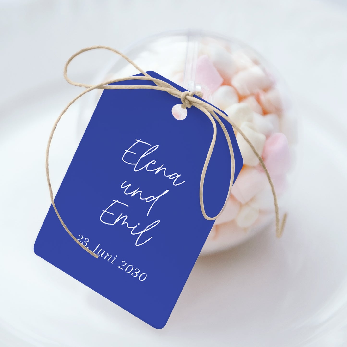 Geschenkbox Hochzeit Ball mit Wimpel-Etikett Feinschmecker-Festlichkeiten foto N° 1