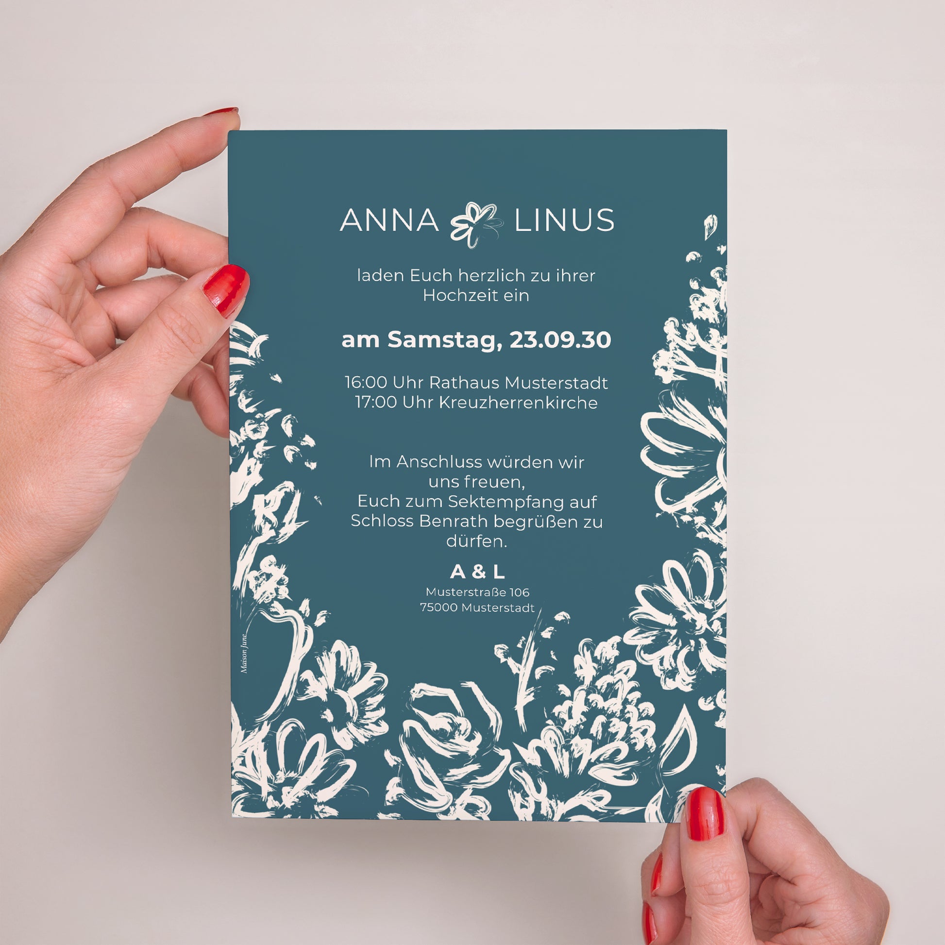 Hochzeitseinladung Porträt Bürstenblumen foto N° 3
