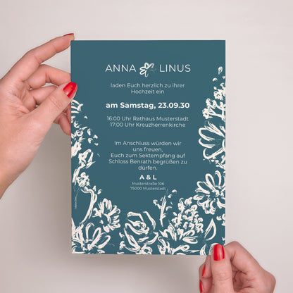 Hochzeitseinladung Porträt Bürstenblumen foto N° 3