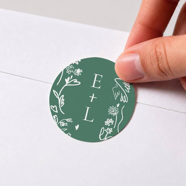 Sticker Hochzeit Rund Goldene Liebeszeichnungen foto