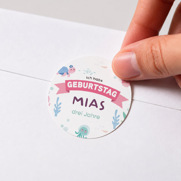 Sticker Kindergeburtstag Rund Die kleine Meerjungfrau foto