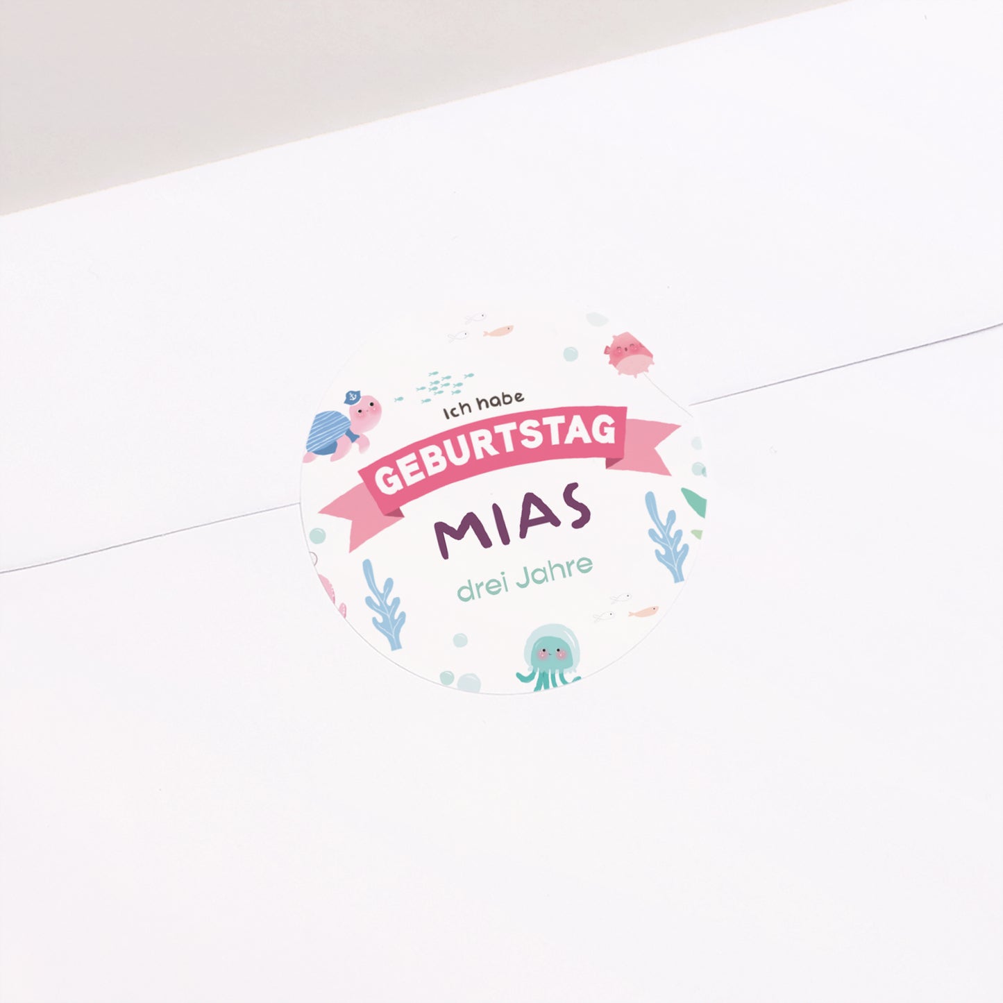 Sticker Kindergeburtstag Rund Die kleine Meerjungfrau foto N° 2