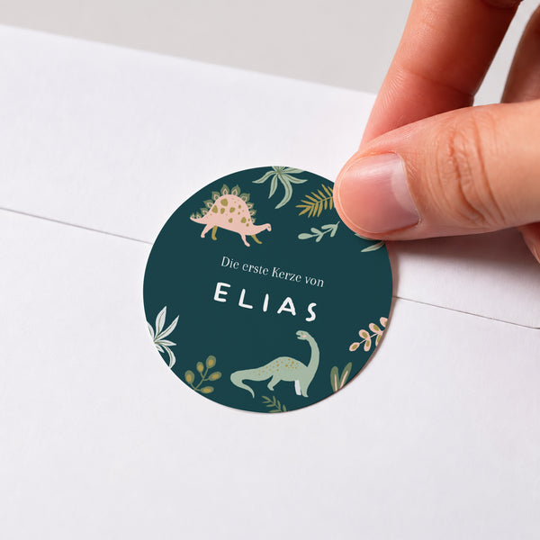 Sticker Kindergeburtstag Rund Dinomanie foto
