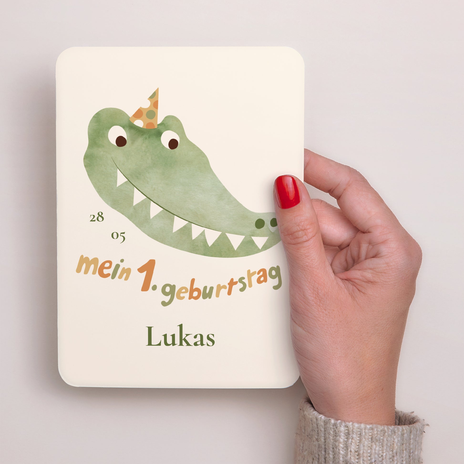 Einladungskarte Kindergeburtstag Porträt, abgerundete Kanten Geburtstag Krokodil foto N° 2