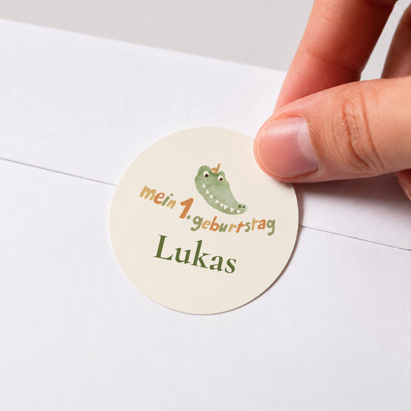 Sticker Kindergeburtstag Rund Geburtstag Krokodil foto