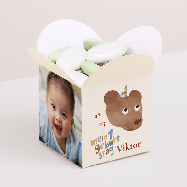 Mitgebsel-Box Kindergeburtstag Schmetterlingsöffnung Geburtstag Bär foto