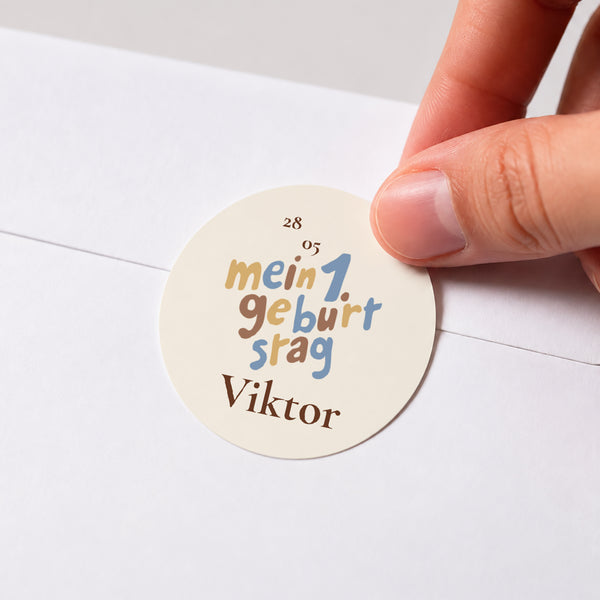 Sticker Kindergeburtstag Rund Geburtstag Bär foto