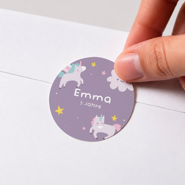 Sticker Kindergeburtstag Rund Mein Einhorn foto