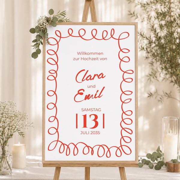 Begrüßungstafel Hochzeit Porträt 60 x 90 cm La Dolce Vita foto