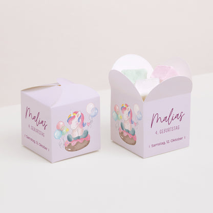 Mitgebsel-Box Kindergeburtstag Schmetterlingsöffnung Einhorn-Donuts foto N° 2