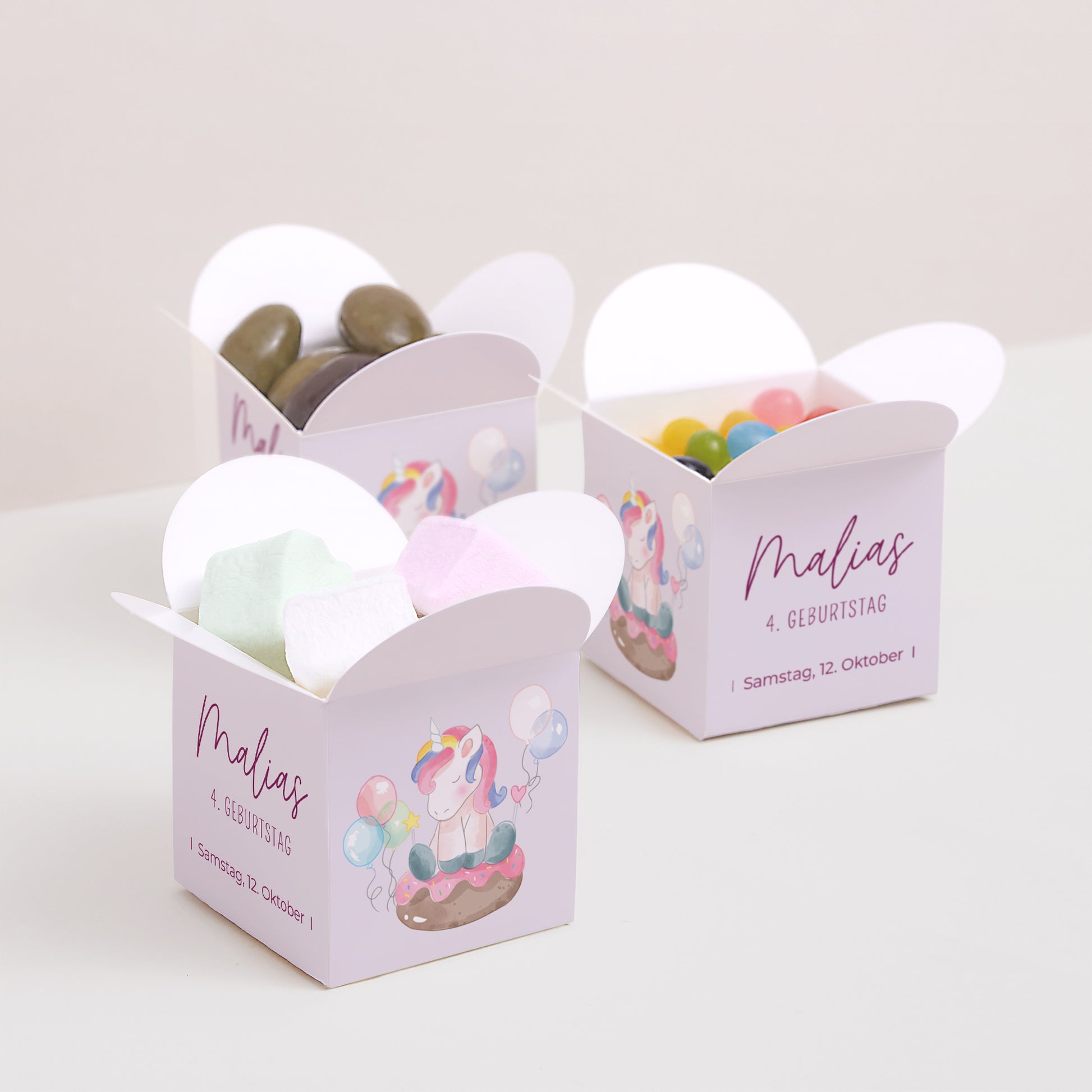 Mitgebsel-Box Kindergeburtstag Schmetterlingsöffnung Einhorn-Donuts foto N° 3