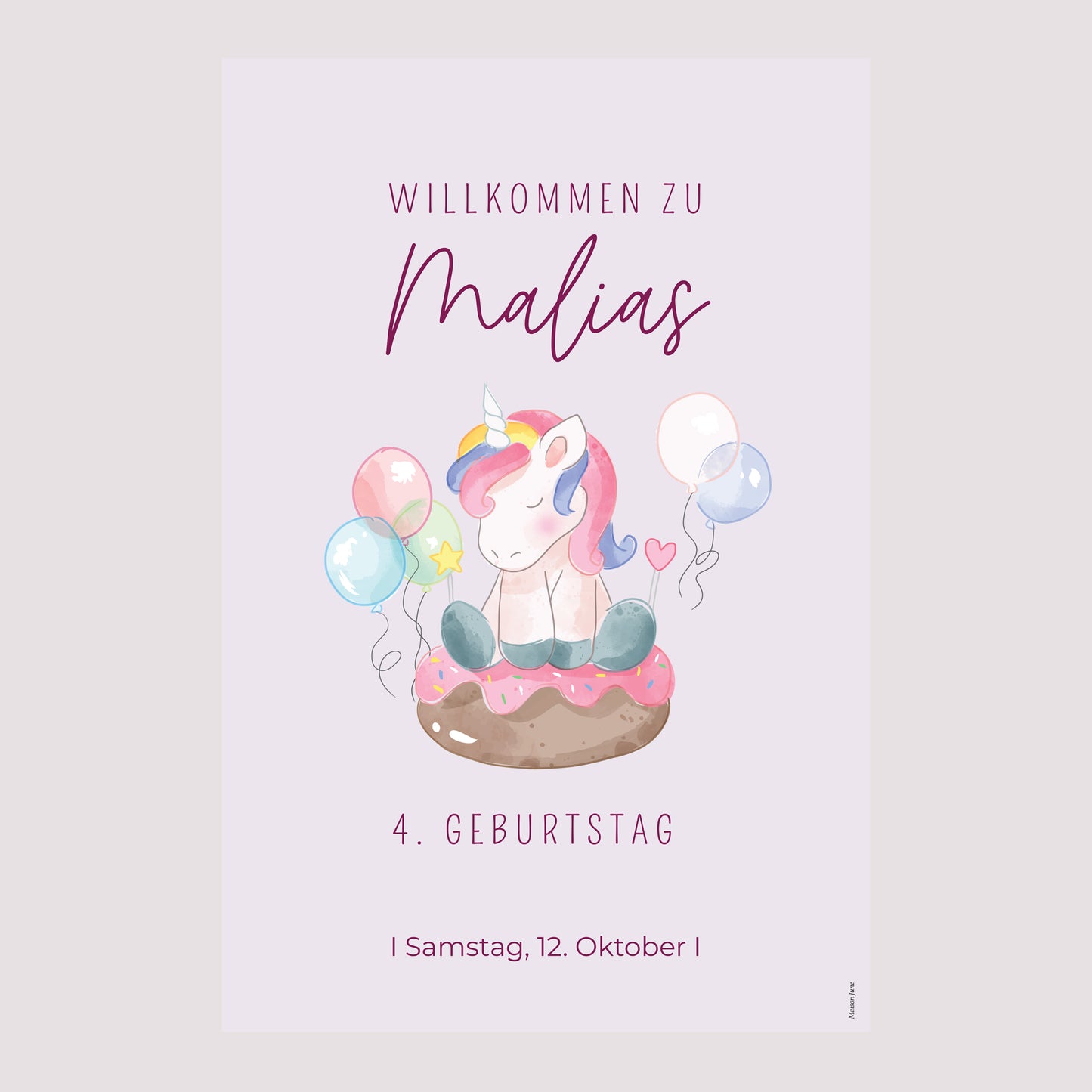 Begrüßungstafel Kindergeburtstag Porträt 60 x 90 cm Einhorn-Donuts foto N° 2