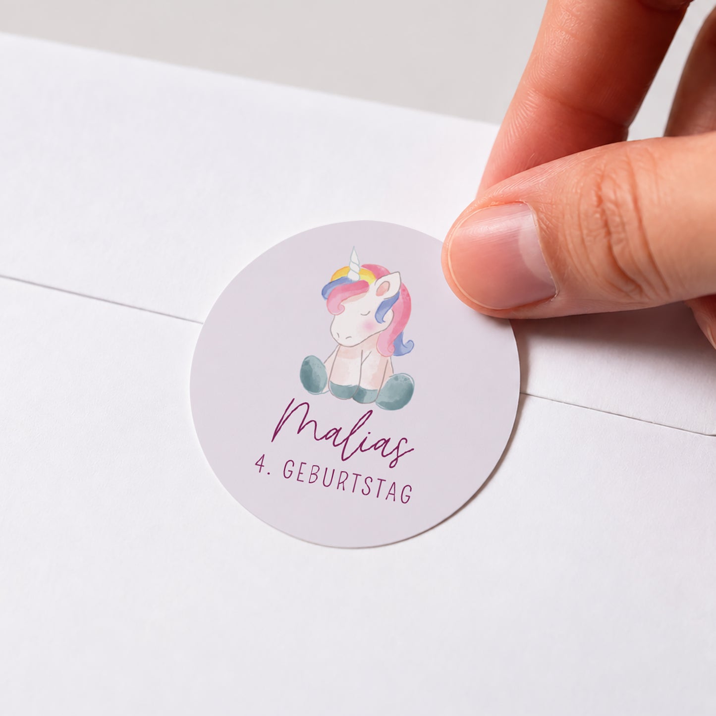 Sticker Kindergeburtstag Rund Einhorn-Donuts foto N° 1