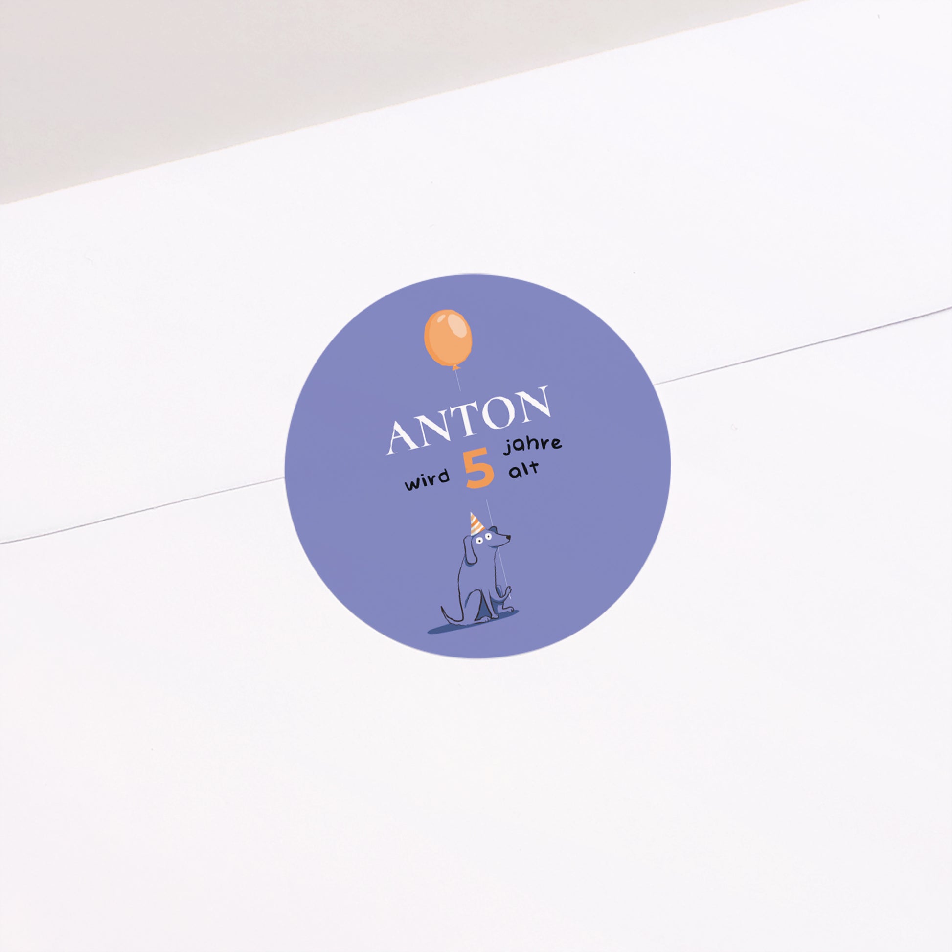 Sticker Kindergeburtstag Rund Der blaue Hund foto N° 2