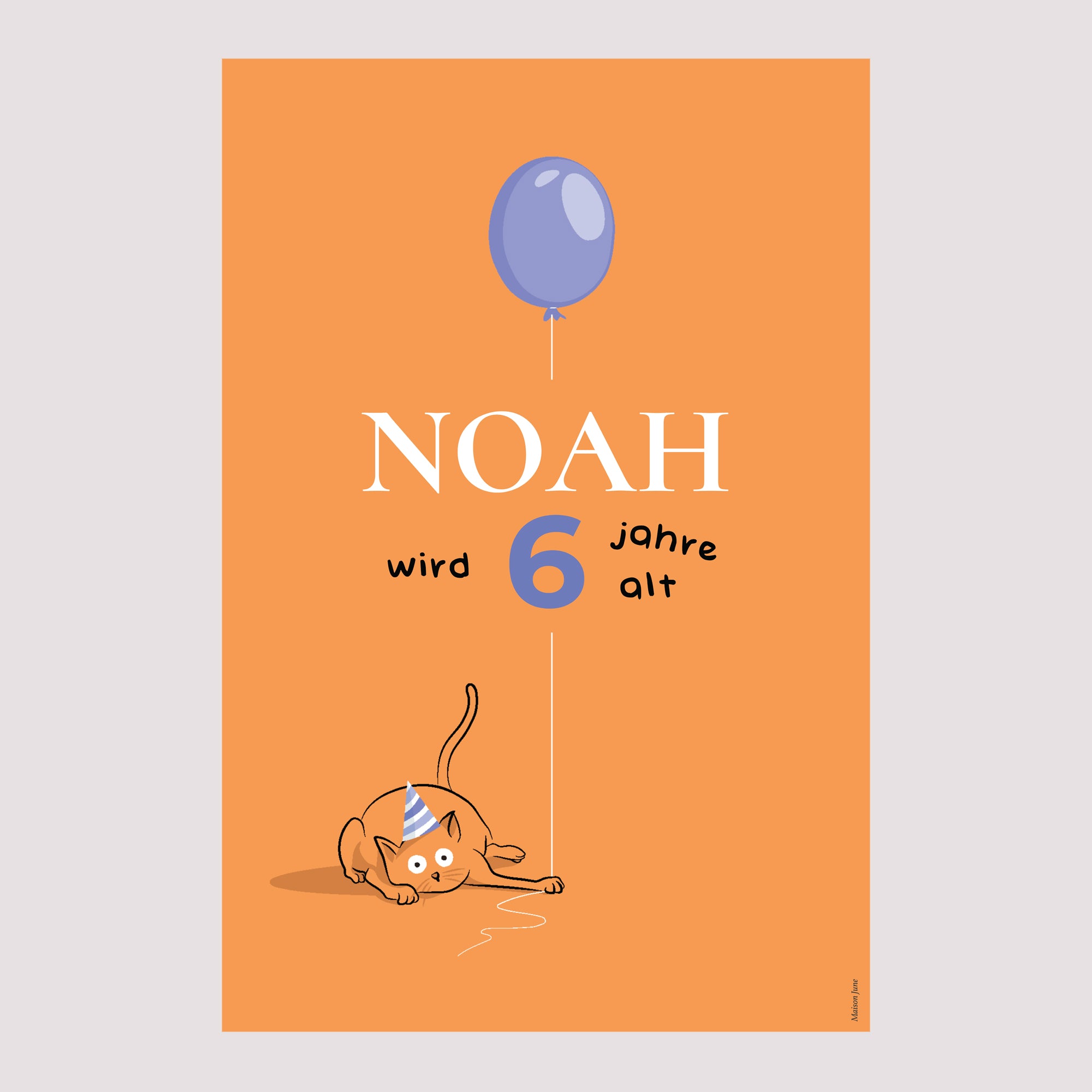 Begrüßungstafel Kindergeburtstag Porträt 60 x 90 cm Die orange Katze foto N° 2