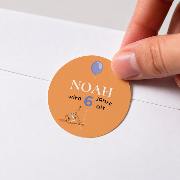 Sticker Kindergeburtstag Rund Die orange Katze foto
