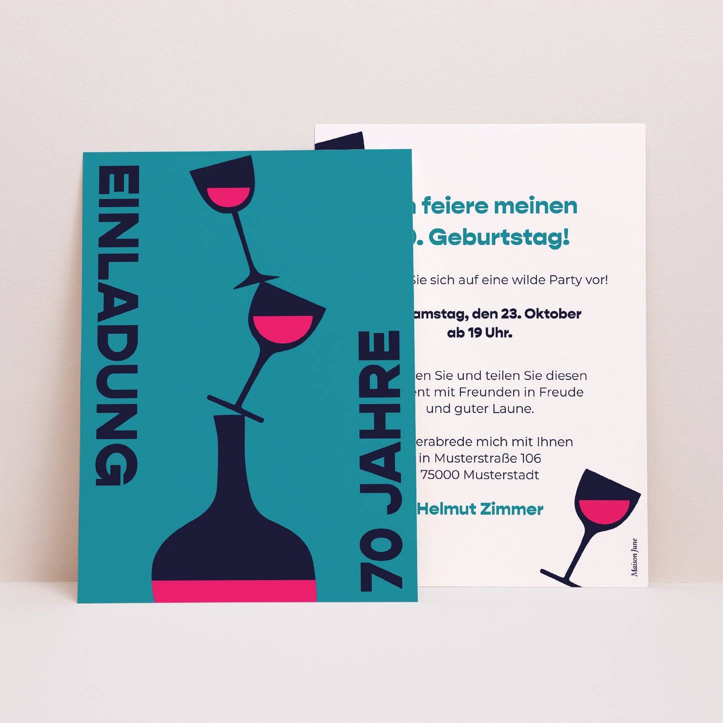 Einladungskarte Geburtstag Auf dein Wohl! foto N° 1