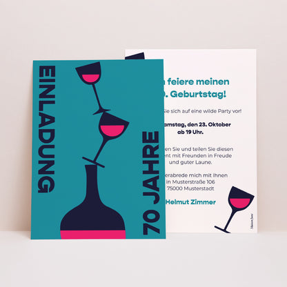 Einladungskarte Geburtstag Auf dein Wohl! foto N° 1