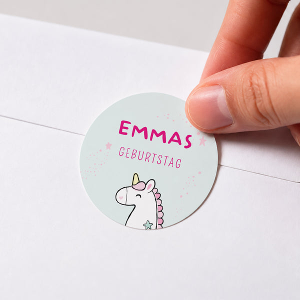 Sticker Kindergeburtstag Rund Einhornkuchen foto