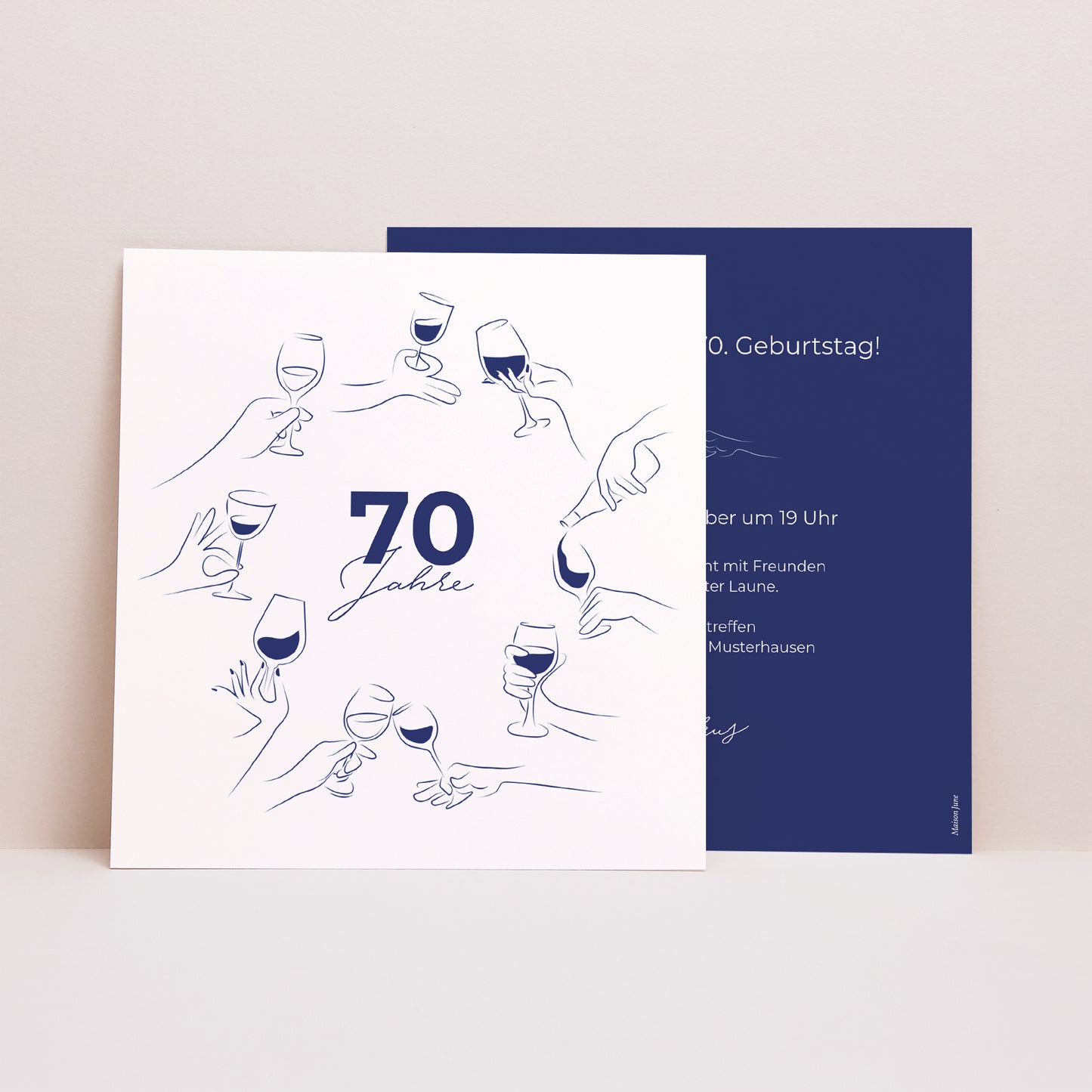 Einladungskarte Geburtstag Quadrat Rund um ein Glas foto N° 1