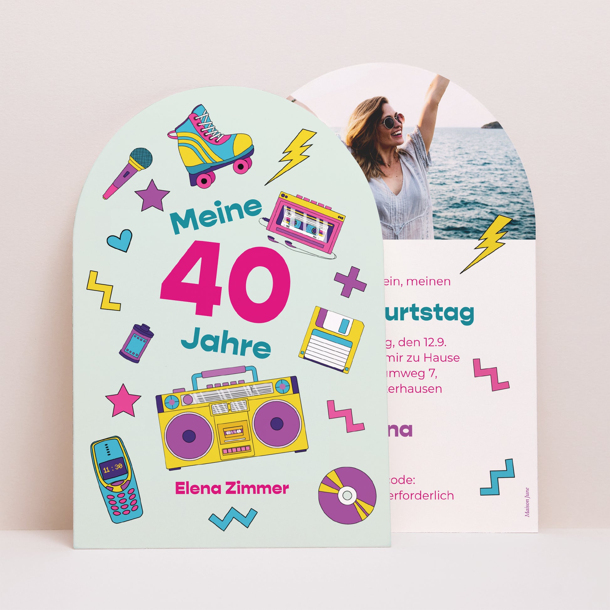 Einladungskarte Geburtstag Arche Retro 90 foto N° 1