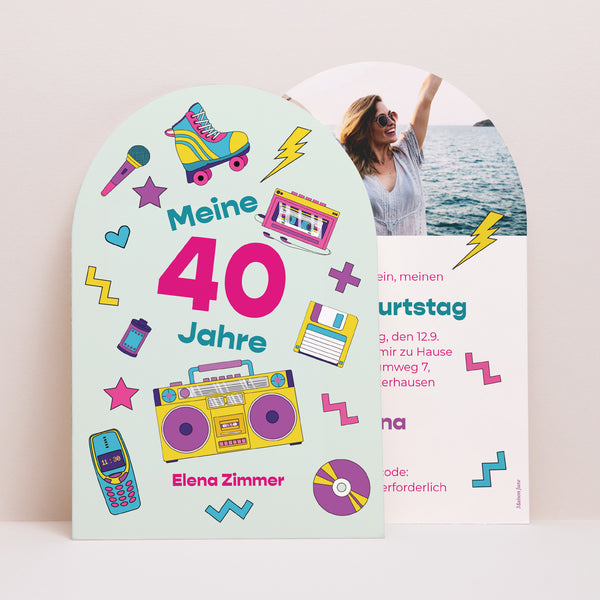 Einladungskarte Geburtstag Arche Retro 90 foto