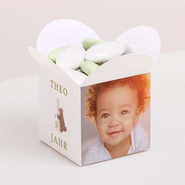 Mitgebsel-Box Kindergeburtstag Schmetterlingsöffnung 1 Jahr genau foto