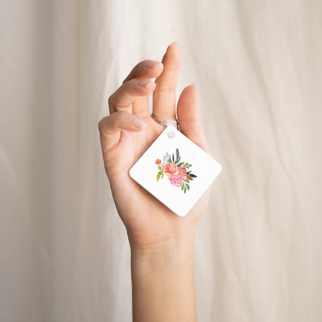 Schlüsselanhänger Objekte Quadrat Pops Blumen
