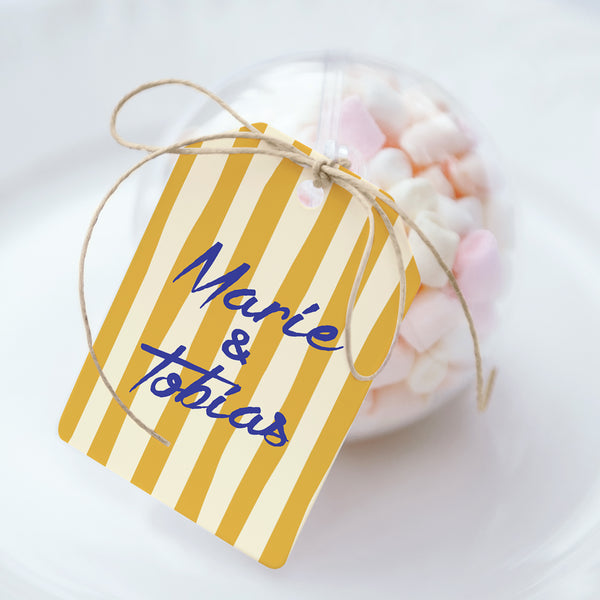 Geschenkbox Hochzeit Ball mit Wimpel-Etikett Wie ein Sommergefühl foto