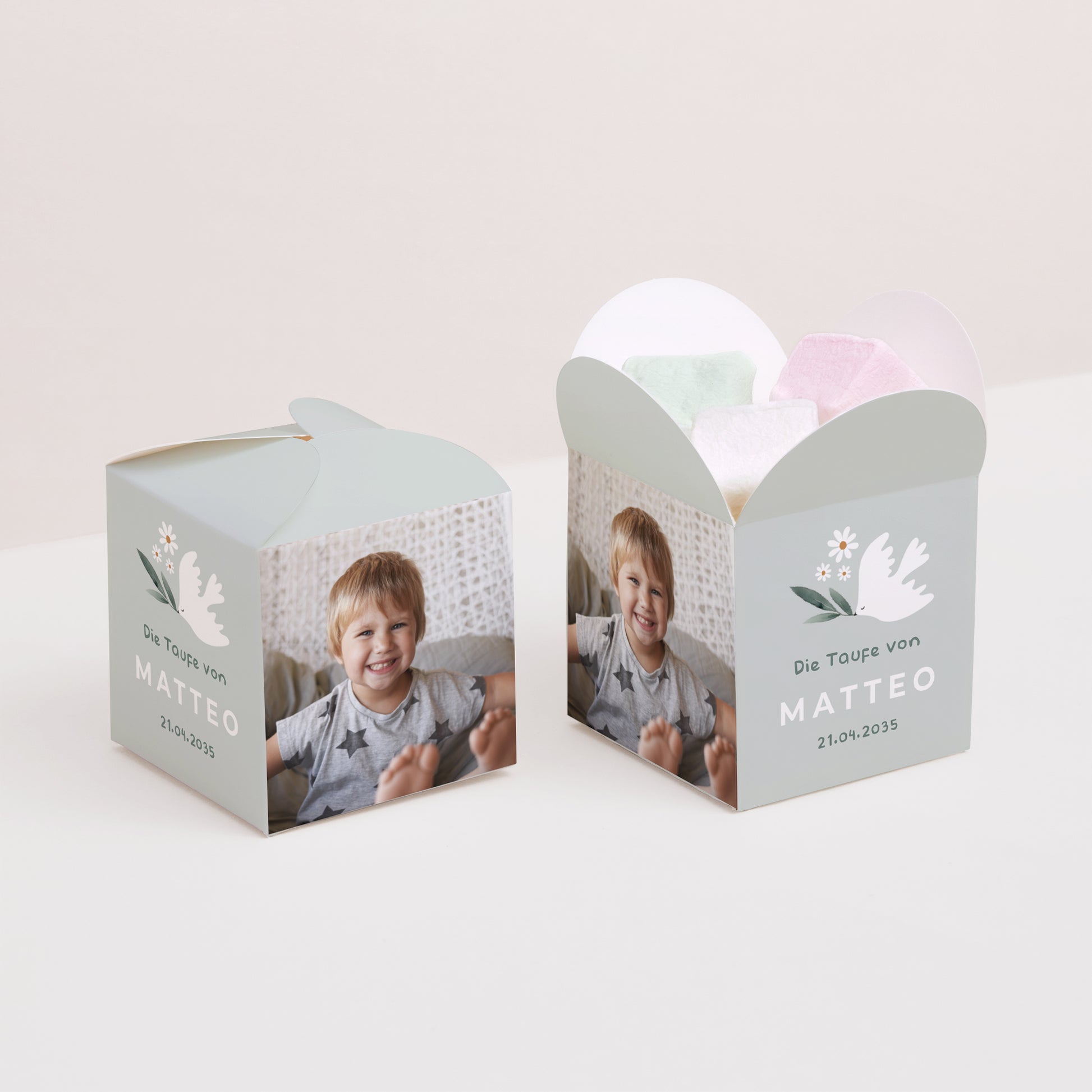 Geschenkbox Taufe Schmetterlingsöffnung Zarte Krone foto N° 2