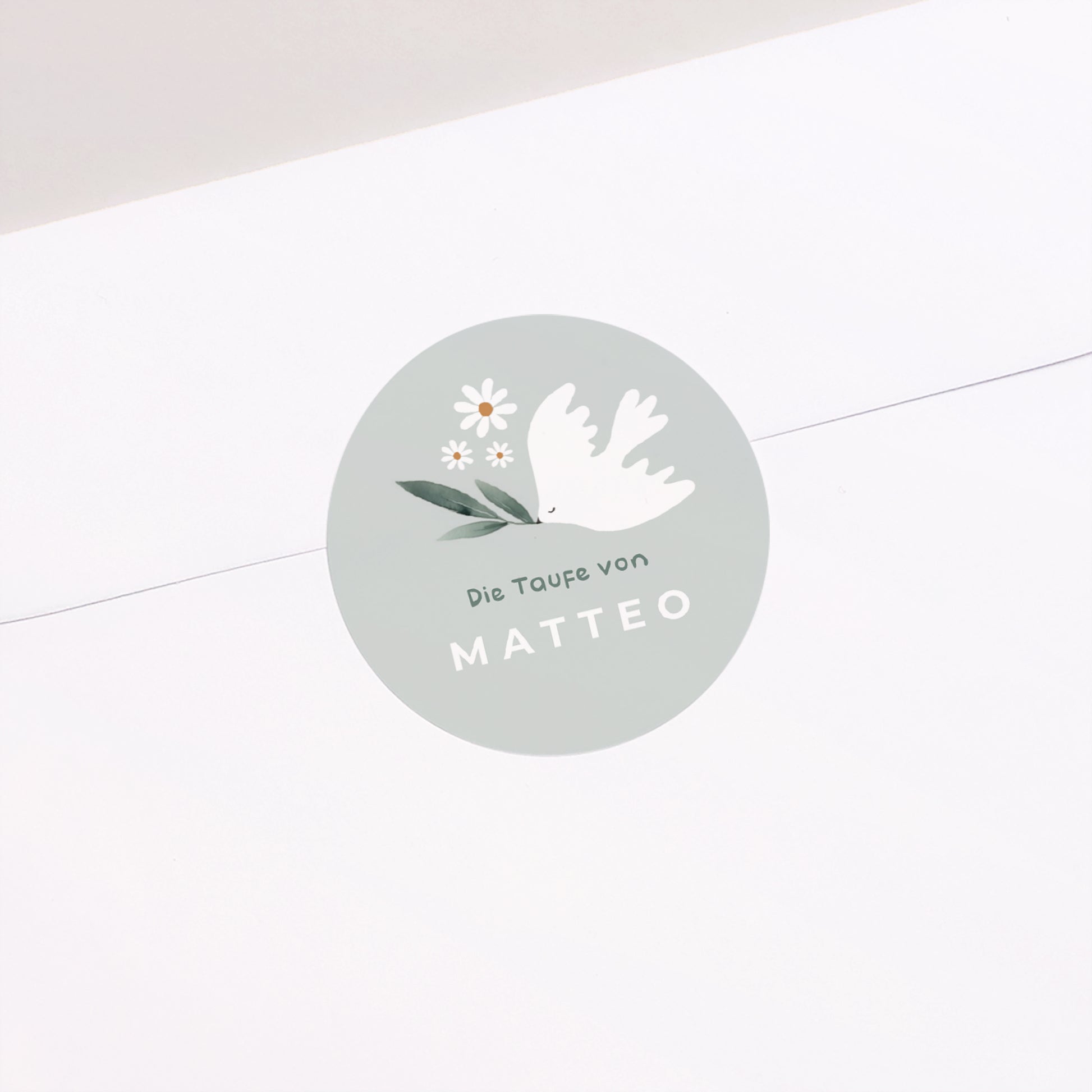 Sticker Taufe Rund Zarte Krone foto N° 2