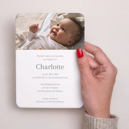 Taufeinladung Porträt, abgerundete Kanten Verzauberte Taube foto N° 3