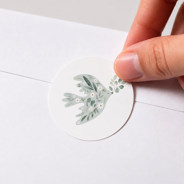 Sticker Taufe Rund Verzauberte Taube foto