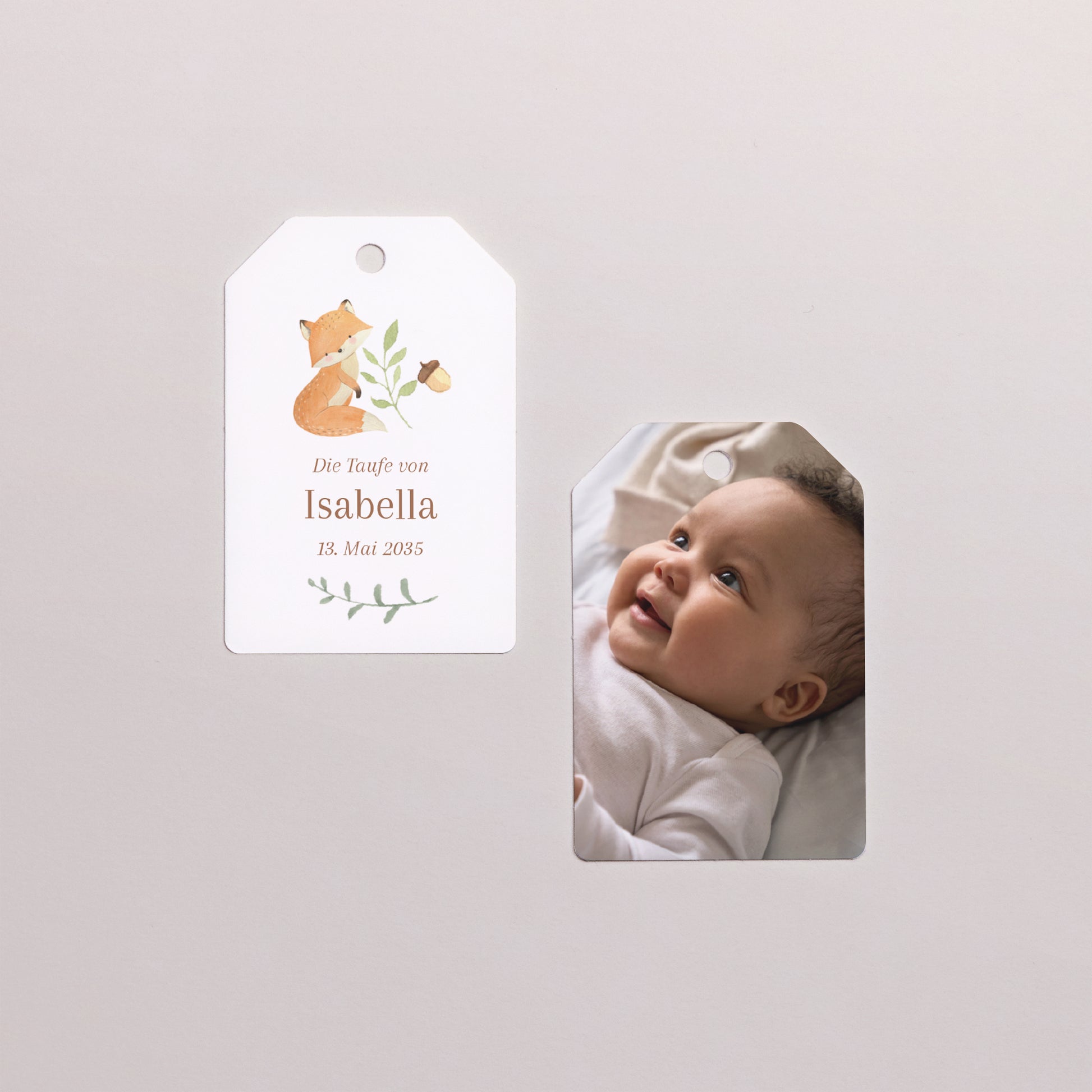Geschenkbox Taufe Ball mit Wimpel-Etikett Die Tiere des verwunschenen Waldes foto N° 4
