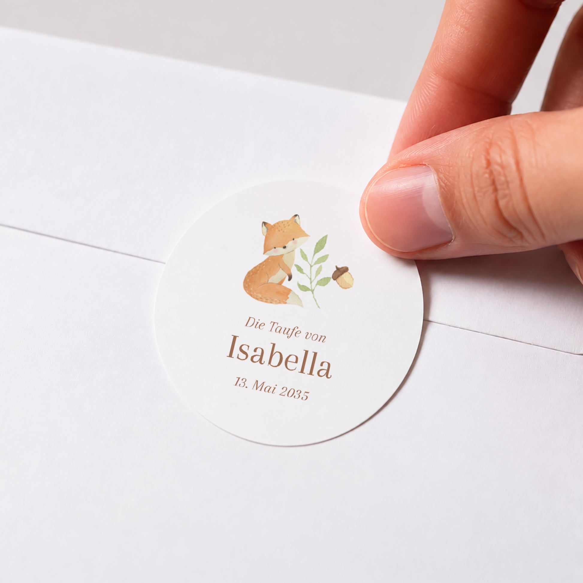 Sticker Taufe Rund Die Tiere des verwunschenen Waldes foto N° 1