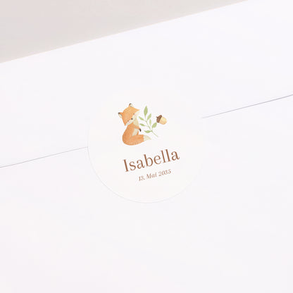 Sticker Geburt Rund Die Tiere des verwunschenen Waldes foto N° 2
