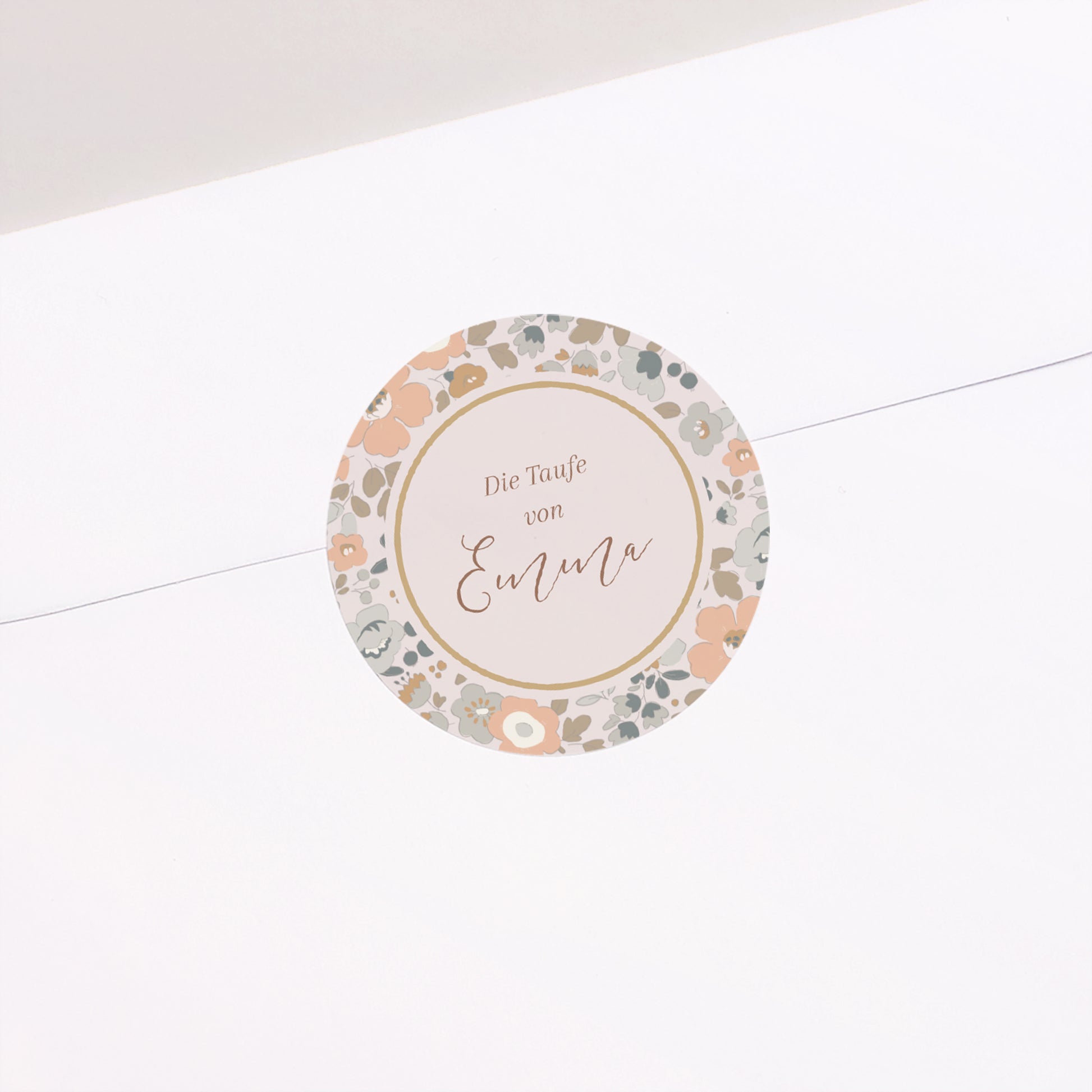 Sticker Taufe Rund Liberty-Blumen foto N° 2