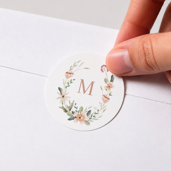 Sticker Taufe Rund Blumenkranz foto