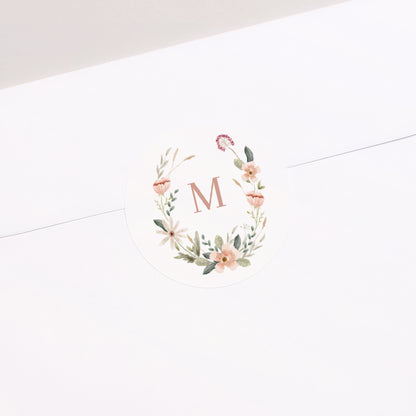 Sticker Taufe Rund Blumenkranz foto N° 2