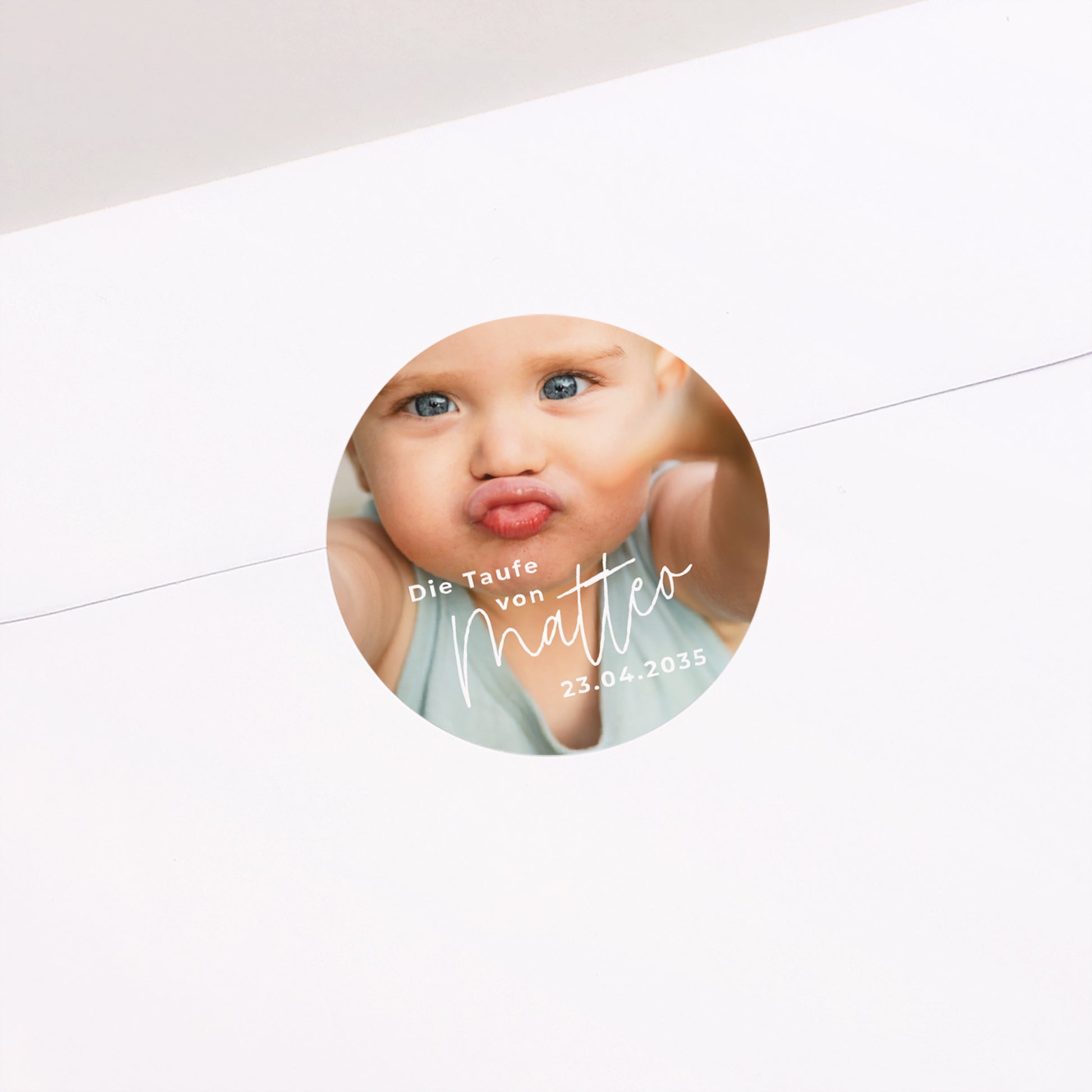 Sticker Taufe Rund Einzelbaby foto N° 2