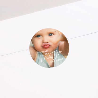 Sticker Taufe Rund Einzelbaby foto N° 2
