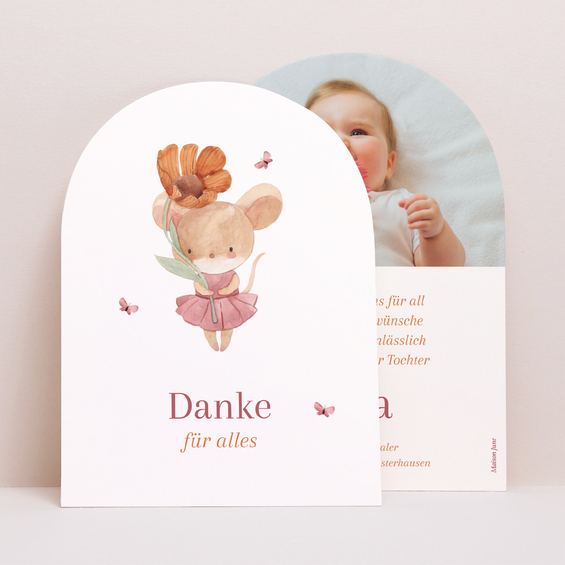 Dankeskarte Geburt Kleine Arche Lilli die Maus foto N° 1